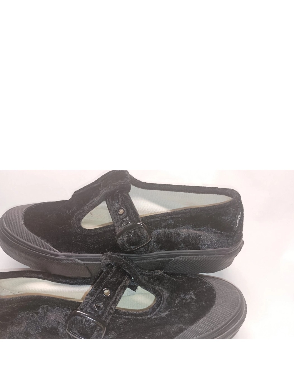 Vans Black Velvet Mary Jane Sneakers with Buckle